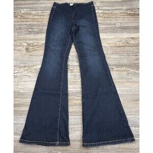 Jessica Simpson Flare Pull On Jeans High Waist Dk. Wash Denim Blue 27 FITS 29x31